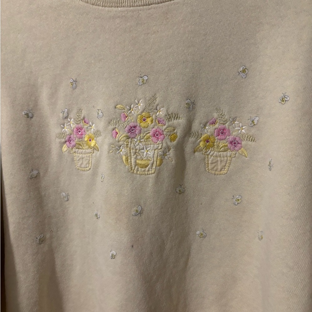 Grandmacore Cozy Chunky Top Stitch Cream Sweatshirt - Picture 3 of 8